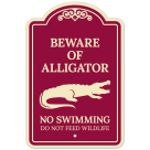 Beware Of Alligator No Swimming Do Not Feed Wildlife Décor Sign