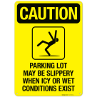 Parking Lot May Be Slippery When Icy or Wet Conditions Exist Sign