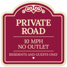 Private Road 10 Mph No Outlet Residents And Guests Only Décor Sign