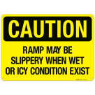 Caution Ramp May Be Slippery When Wet Or Icy Conditions Exist Sign