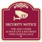 Security Notice This Area Under 24 Hour Live & Recorded Video Surveillance Décor Sign