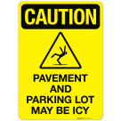 Caution Pavement And Parking Lot May Be Icy Sign