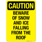 Caution Beware of Snow and Ice Falling From The Roof Sign