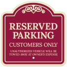 Reserved Parking Customers Only Unauthorized Vehicles Will Be Towed Away Décor Sign