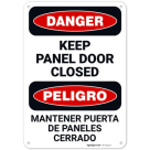 Keep Panel Door Closed Bilingual OSHA Sign