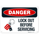 Danger Lock Out Before Servicing OSHA Sign