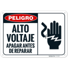 Danger High Voltage Turn Power Off Before Servicing Spanish Sign OSHA Sign