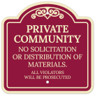 No Solicitation Or Distribution Of Materials All Violators Will Be Prosecuted Décor Sign