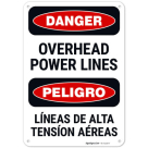 Overhead Power Lines Bilingual OSHA Sign