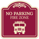 No Parking Fire Zone With Décor Sign
