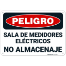 Danger Electric Meter Room No Storage Spanish OSHA Sign