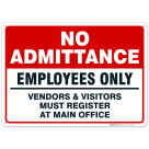 No Admittance Sign, Employees Only Sign