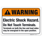 Electric Shock Hazard Do Not Touch Terminals ANSI Sign