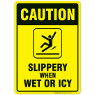 Slippery When Wet Or ICY Sign, Caution Sign