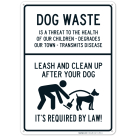 Leash and Clean Up After Your Dog Sign, Dog Waste Sign