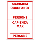 Maximum Occupancy Persons Bilingual Sign