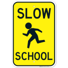 Slow School Sign, With Symbol