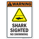 Warning Shark Sighted, No Swimming Sign
