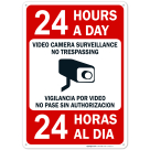 Video Surveillance No Trespassing Sign, Bilingual English and Spanish