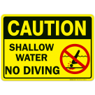 Swimming Pool Sign, Shallow Water No Diving