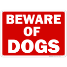 Beware of Dog Sign, Red Background