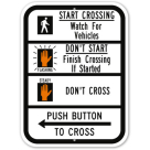 MUTCD Push Button To Cross Left R10-3B Sign
