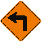 MUTCD Left Turn Orange W1-1L Sign