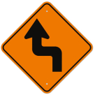 MUTCD Left Reverse Turn Orange W1-3L Sign