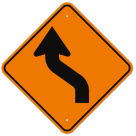 MUTCD Left Reverse Curve Turn Orange W1-4L Sign