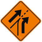 MUTCD Entering Roadway Added Lane Orange Right W4-6R Sign