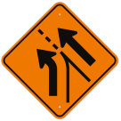 MUTCD Entering Roadway Added Lane Orange Left W4-6L Sign
