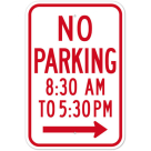 MUTCD No Parking Specify Times Left Arrow R7-2A Sign