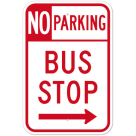 MUTCD No Parking Bus Stop Option Right Arrow R7-107 Sign