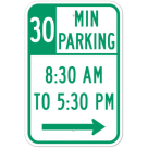 MUTCD 30 Minute Parking Right Arrow R7-108 Sign
