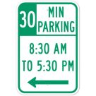 MUTCD 30 Minute Parking Left Arrow R7-108 Sign