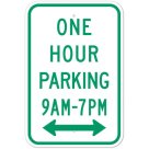 MUTCD One Hour Parking Specify Times Double Arrow R7-5 Sign