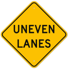 MUTCD Uneven Lanes W8-11 Sign
