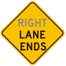 MUTCD Right Lane Ends W9-1R Sign