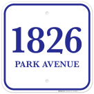 Address Sign, Two Lines Blue Border, Custom Personalized House Numbers For Outside, (SC-9366)