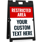 Custom Restricted Area Folding Floor Sign, Sandwich Board/A Frame Sign Kit With Two Panel Sign