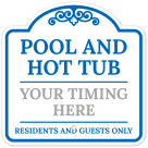 Custom Pool Sign Personalized Pool Hours And Hot Tub Decor Bilingual Blue Sign