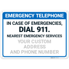 Custom Pool Emergency Telephone In Case Of Emergencies Sign