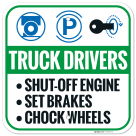 Shutoff Engine Set Brakes Wheel Chocks Sign,