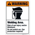 Welding Area Risk Of Eye Injury And Or Blindness Do Not Watch Arc Eye Protection Sign,