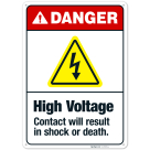 High Voltage Contact Will Result In Shock Or Death Sign,
