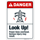 Look Up Power Lines Overhead Serious Injury May Result With Graphic Sign,