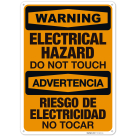 Electrical Hazard Do Not Touch Bilingual Sign,