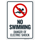 No Swimming Danger Of Electric Shock Sign, (SI-74398)