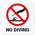 No Diving With Graphic Vinyl Adhesive Pool Depth Marker,