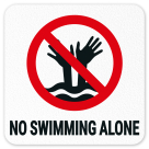No Swimming Alone Vinyl Adhesive Pool Depth Marker,